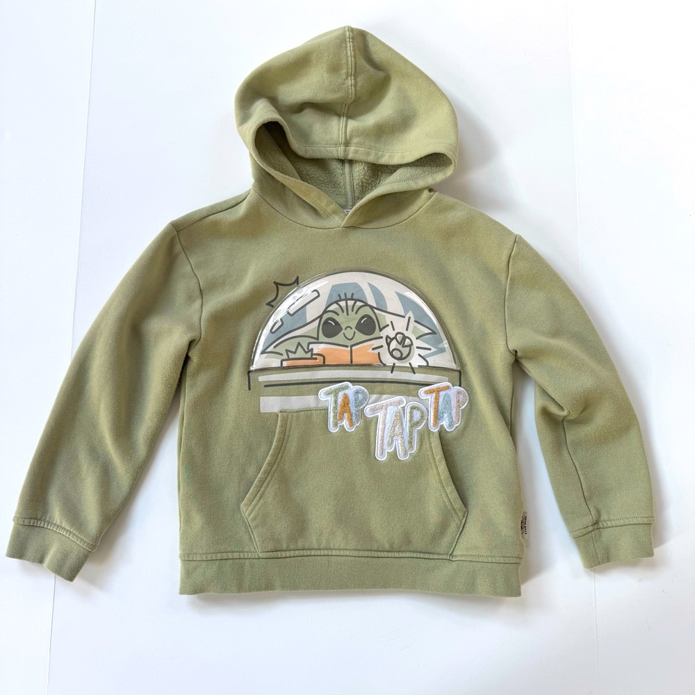 Star Wars Green Hoodie Grogu The Mandalorian Kids Sweatshirt Size 7/8 Disney